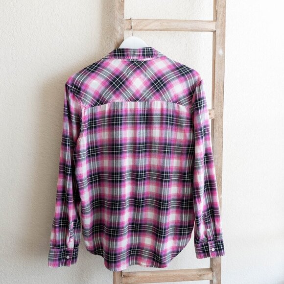 Aeropostale Sz L Pink Plaid 100% Cotton Collared Long Sleeve Button Down Grunge - Picture 5 of 5